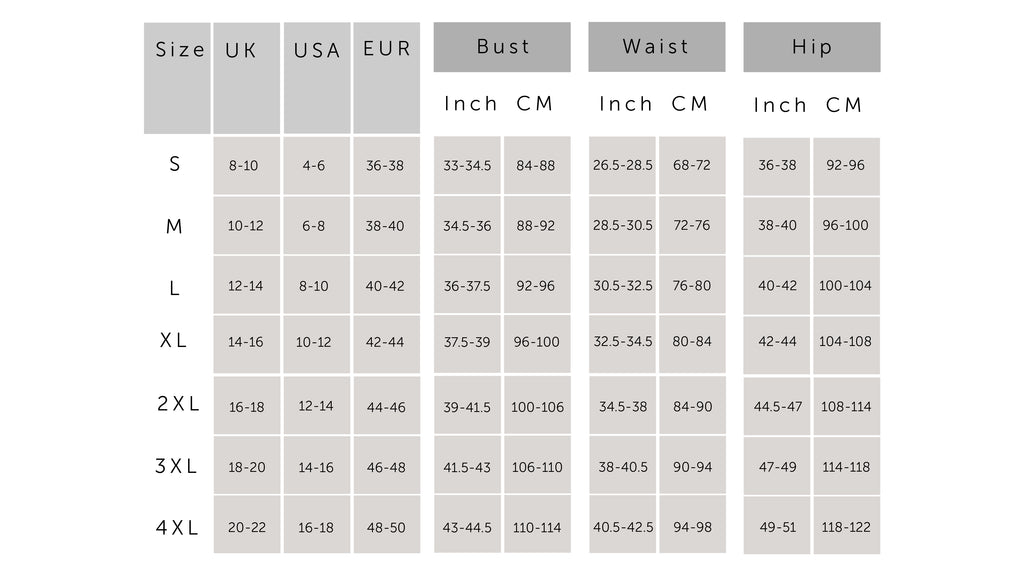 Size Chart Generic la blanca